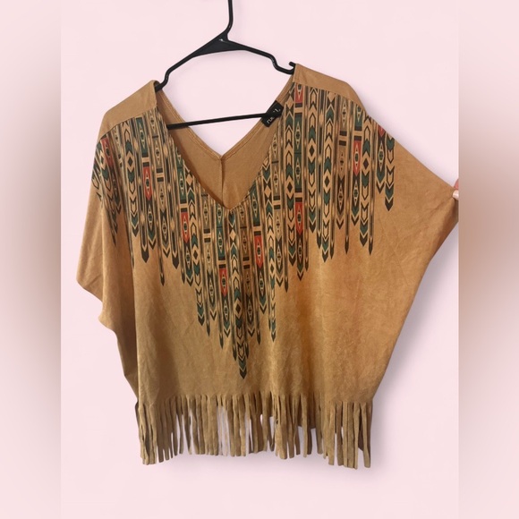 Rue21 Tops - Rue21 Fringe Boho Aztec Print Top Poncho Style